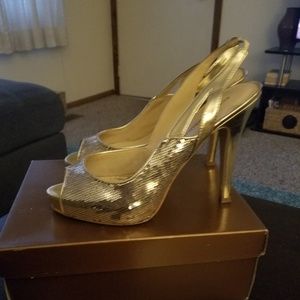Audrey Brooke Gold Heels 9.5